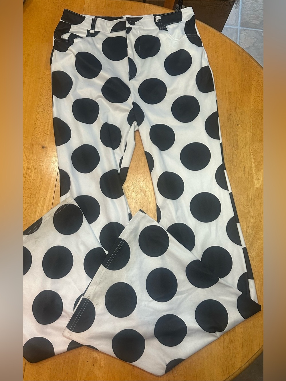 SHEIN Black and White Polka Dot Boot Cut Pants